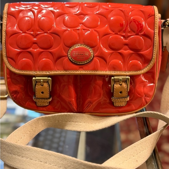 Coach Orange Embossed Crossbody Bag - Picture 9 of 10